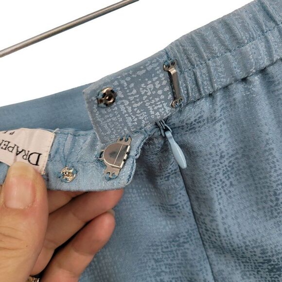 Vintage 80's Skirt Suit Set 10P Silk Formal Embroidered Modest Maxi Pastel Blue - Picture 16 of 17